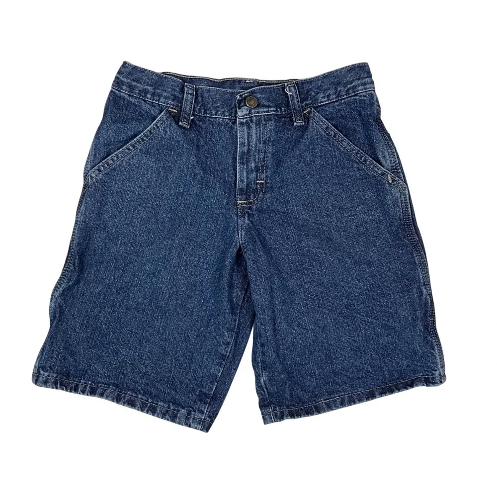 Vintage Wrangler Carpenter Jean Shorts Boys' Size 8 Husky‎ Blue Denim Baggy